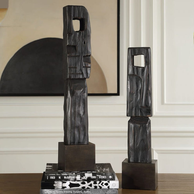 Uttermost Cipher Set of 2 Wood Sculpture Totems