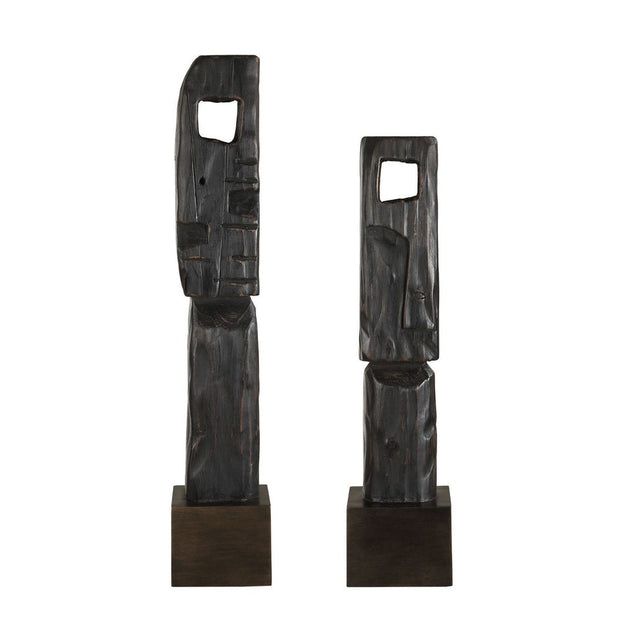 Uttermost Cipher Set of 2 Wood Sculpture Totems