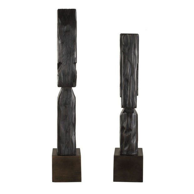 Uttermost Cipher Set of 2 Wood Sculpture Totems