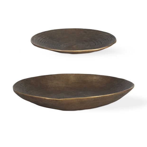 Uttermost Stratum Set of 2 Antique Brass Round Bowls