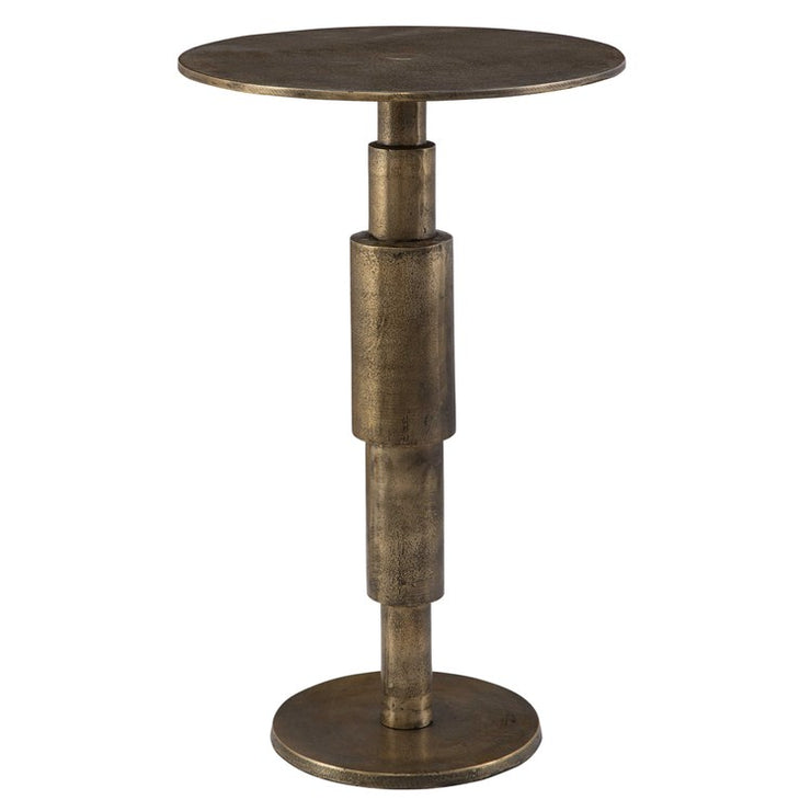 Uttermost Descend Antique Gold Textured Aluminum Modern Round Accent Table