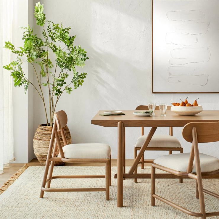 Surya Keating Modern Wheat Oak Set of 2 Wood Dining Chairs With Cushioned Seat