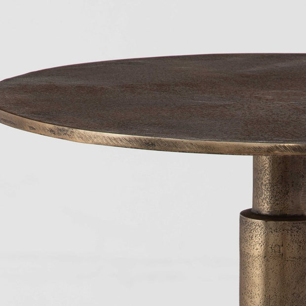 Uttermost Descend Antique Gold Textured Aluminum Modern Round Accent Table