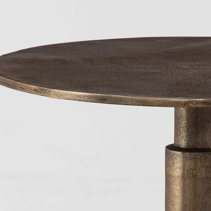 Uttermost Descend Antique Gold Textured Aluminum Modern Round Accent Table