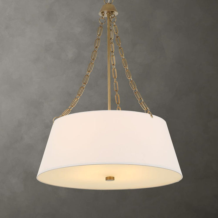 Uttermost Andalucia White Linen Hanging Shade 4 Light Pendant