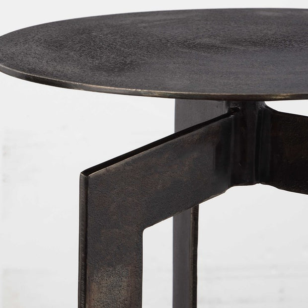 Uttermost Deltoid Gunmetal and Bronze Aluminum Modern Round Accent Table