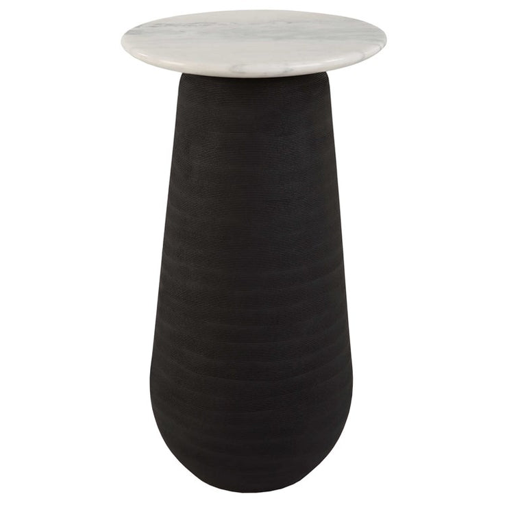 Uttermost Total Eclipse White Marble Top With Matte Black Base Modern Round Accent Table