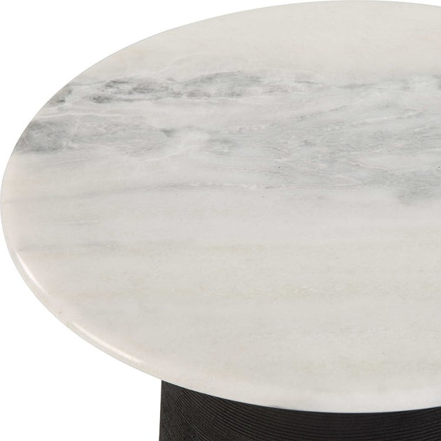 Uttermost Total Eclipse White Marble Top With Black Base Round Accent Table