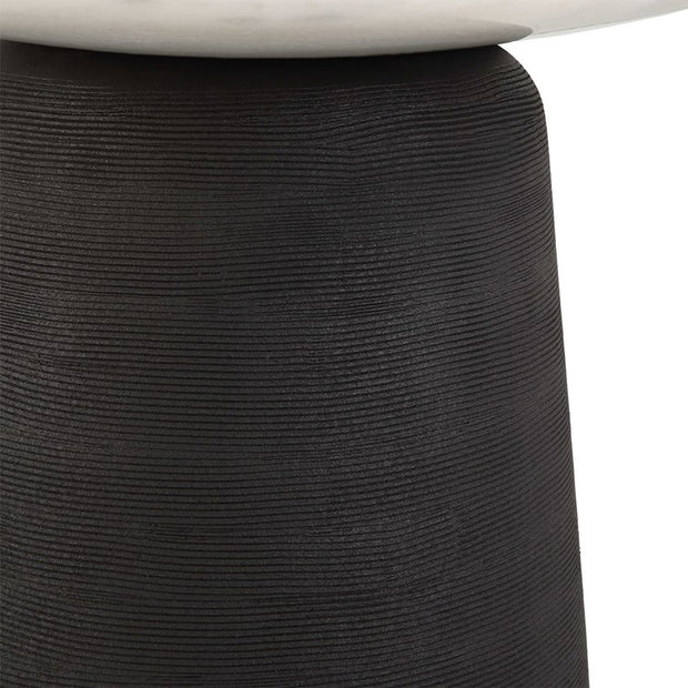 Uttermost Total Eclipse White Marble Top With Matte Black Base Modern Round Accent Table