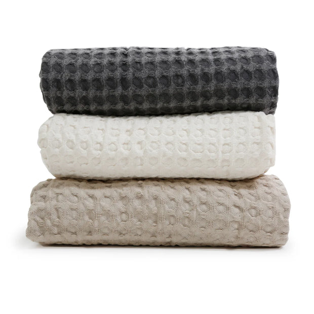 Pom Pom at Home Zuma Natural Waffle Weave Oversized Throw Blanket