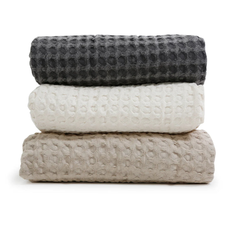 Pom Pom at Home Zuma Natural Waffle Weave Oversized Throw Blanket