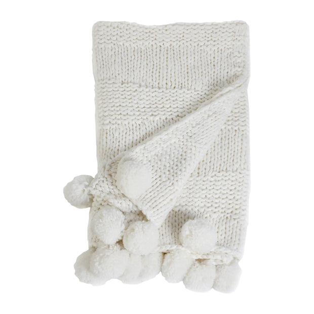 Pom Pom at Home Oulu Winter Winter White Chunky Throw Blanket ~ 50” x 60”