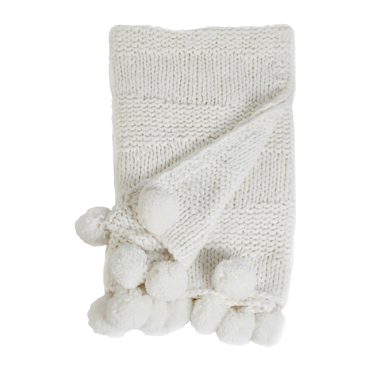 Pom Pom at Home Oulu Winter Winter White Chunky Throw Blanket ~ 50” x 60”