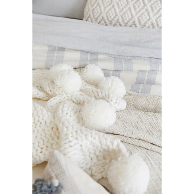 Pom Pom at Home Oulu Winter Winter White Chunky Throw Blanket ~ 50” x 60”