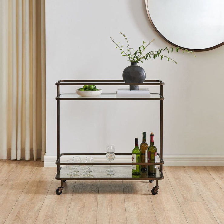 Uttermost Erivo Bronze with Antiqued Mirror Bar Cart