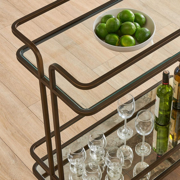 Uttermost Erivo Bronze with Antiqued Mirror Bar Cart