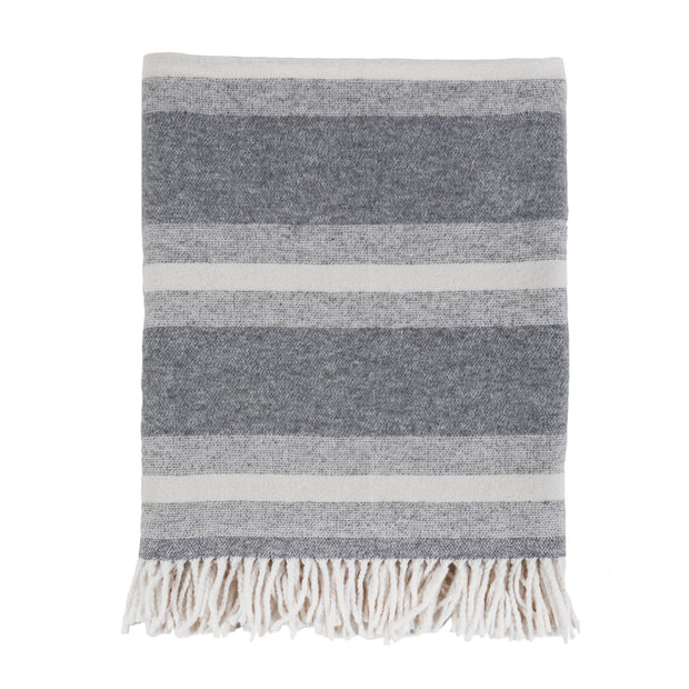 Pom Pom at Home Alpine Grey and Ivory Striped Throws
