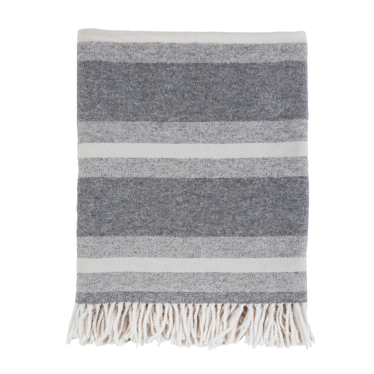 Pom Pom at Home Alpine Grey and Ivory Striped Throws