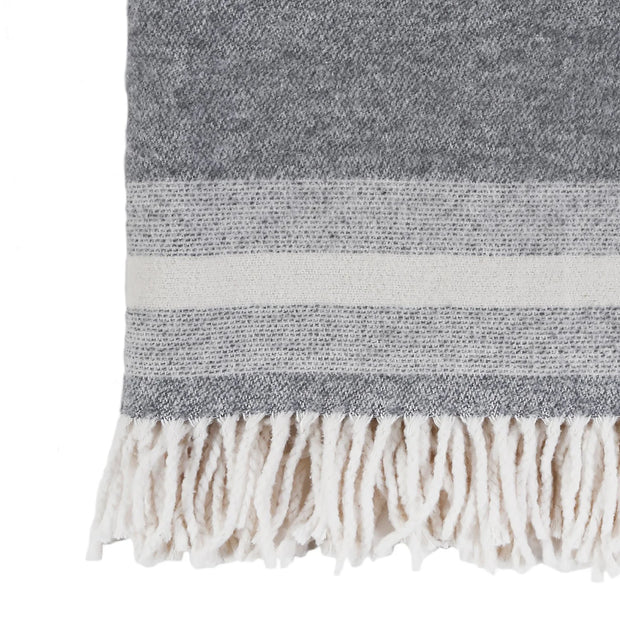 Pom Pom at Home Alpine Grey and Ivory Striped Throws
