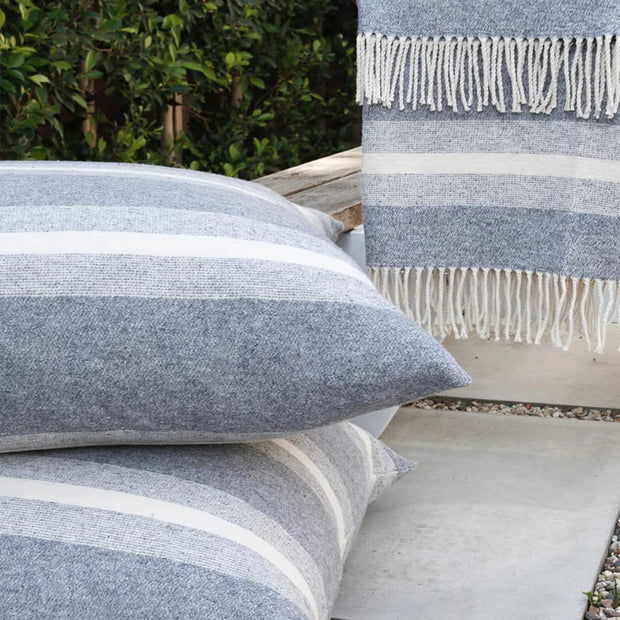 Pom Pom at Home Alpine Grey and Ivory Striped Pillow with Insert