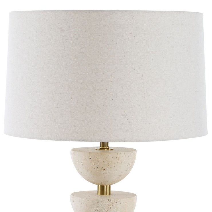 Uttermost Hemisphere Travertine with Brushed Brass Table Lamp