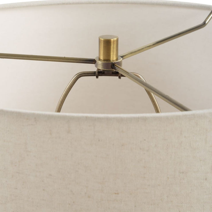 Uttermost Hemisphere Travertine with Brushed Brass Table Lamp