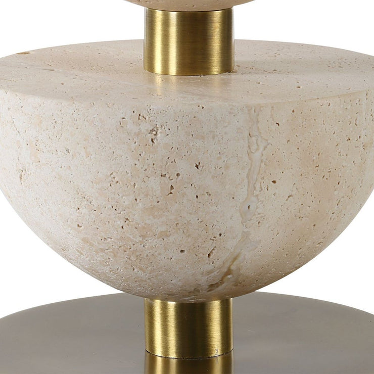 Uttermost Hemisphere Travertine with Brushed Brass Table Lamp