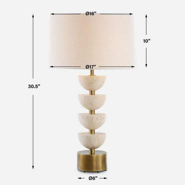 Uttermost Hemisphere Travertine with Brushed Brass Table Lamp