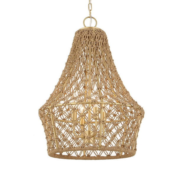 Uttermost Macrame Knotted Rope Brushed Gold 4 Light Pendant