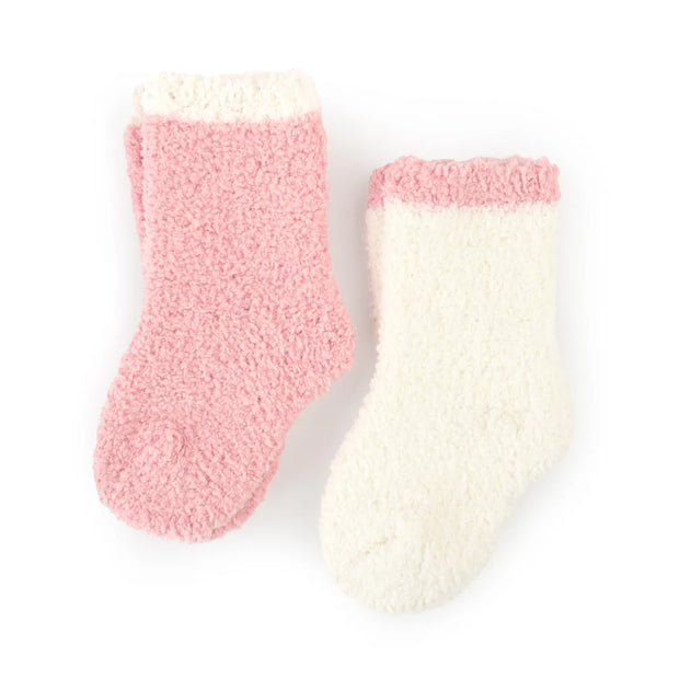 Kashwere Baby Ultra Plush Blossom and Creme Set of Two Baby Sock Sets