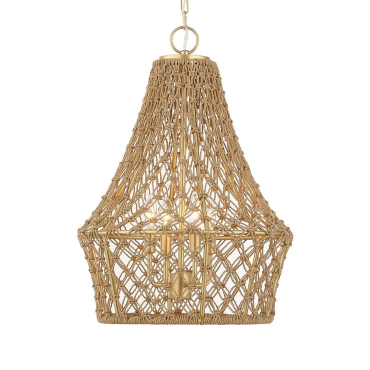 Uttermost Macrame Knotted Rope Brushed Gold 4 Light Pendant