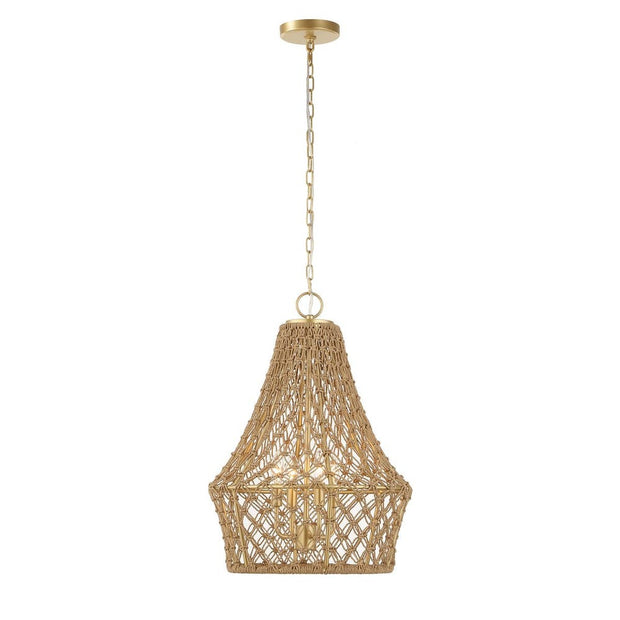 Uttermost Macrame Knotted Rope Brushed Gold 4 Light Pendant