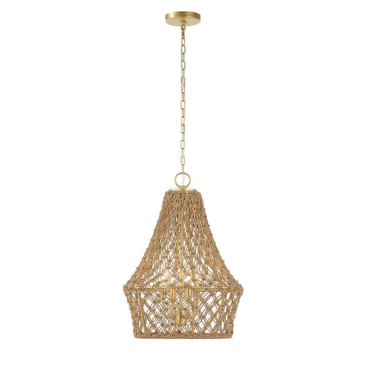 Uttermost Macrame Knotted Rope Brushed Gold 4 Light Pendant