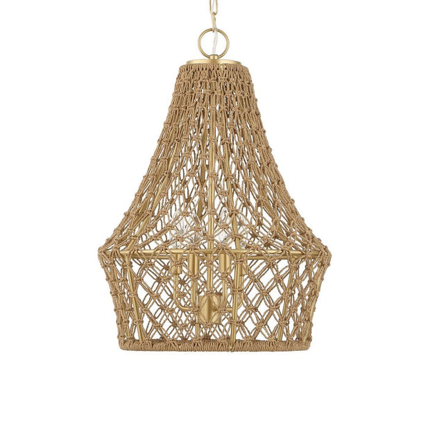 Uttermost Macrame Knotted Rope Brushed Gold 4 Light Pendant