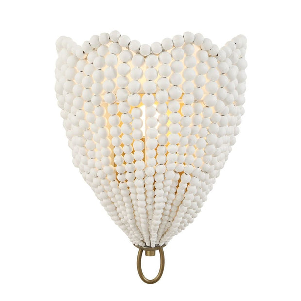 Uttermost Biddeford Matte White Wood Beads 1 Light Sconce