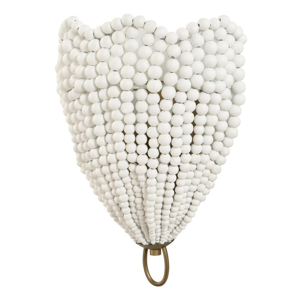 Uttermost Biddeford Matte White Wood Beads 1 Light Sconce