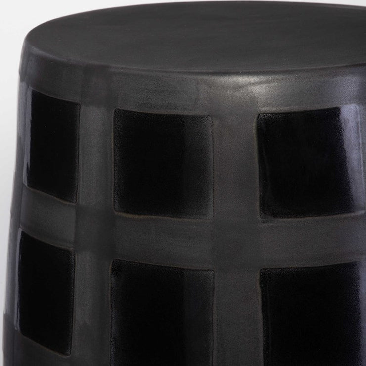 Uttermost Patchwork Matte Black Glaze Modern Garden Stool