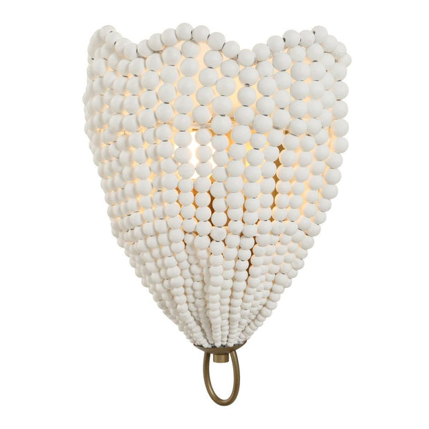 Uttermost Biddeford Matte White Wood Beads 1 Light Sconce