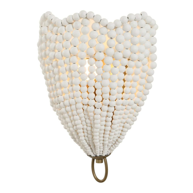 Uttermost Biddeford Matte White Wood Beads 1 Light Sconce