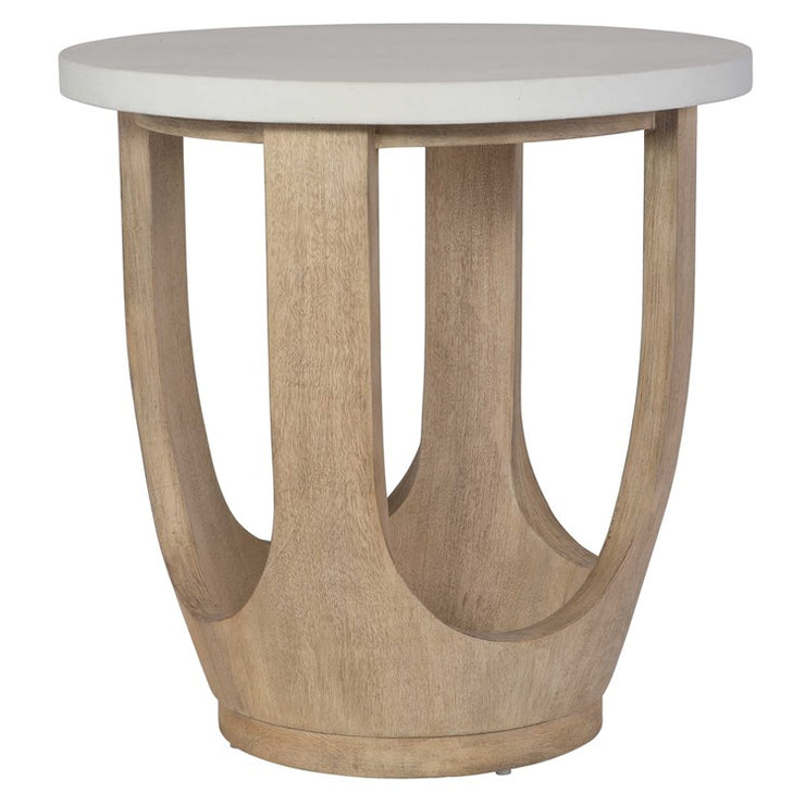 Uttermost Tatli Faux Limestone Top With Wood Accent Side Table