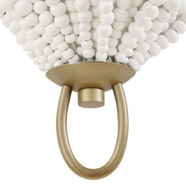 Uttermost Biddeford Matte White Wood Beads 1 Light Sconce