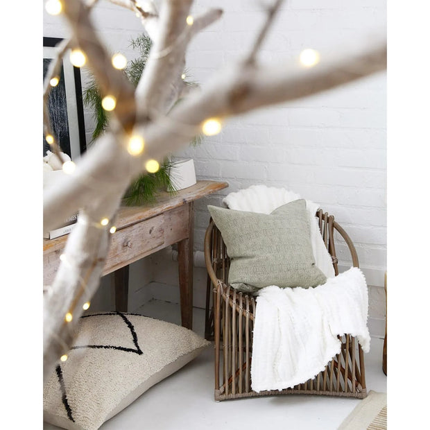 Pom Pom at Home Camille Winter White Chenille Oversized Throw Blanket with Tassels ~ 60” x 90”