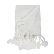 Pom Pom at Home Capistrano Winter White Cable Knit Throw Blanket with Tassels ~ 50” x 60”