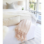 Pom Pom at Home Capistrano Blush Cable Knit Throw Blanket with Tassels ~ 50” x 60”