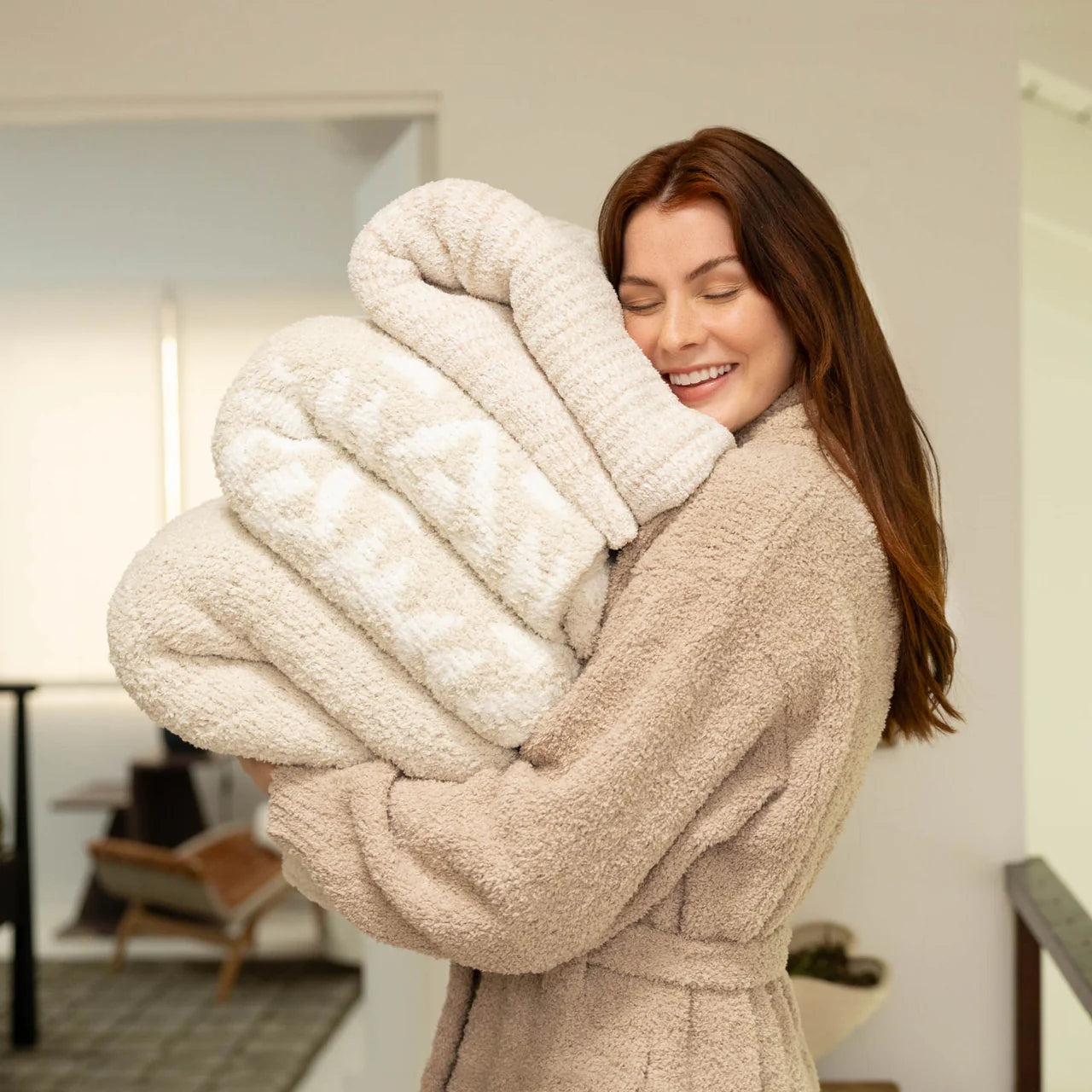 Kashwere Lightweight Striped Heathered Throw Blanket ~ Creme, Wheat an ...
