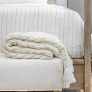 Pom Pom at Home Capistrano Cable Knit Throw Blanket with Tassels ~ Available in 3 Colors~  50” x 60”