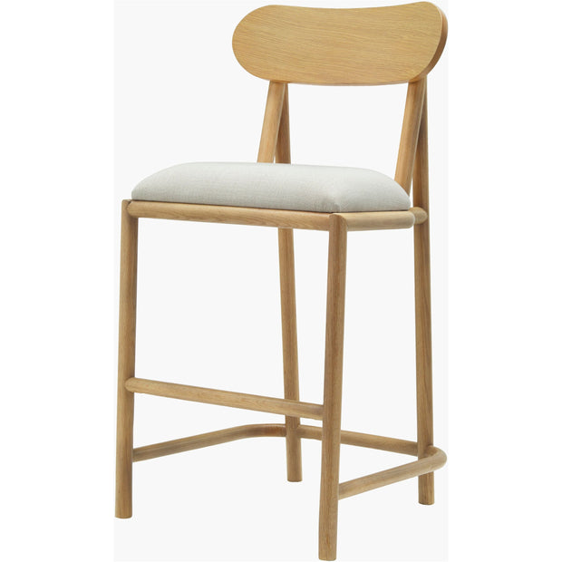 Surya Keating Modern Wheat Oak Barstool With Cushioned Seat
