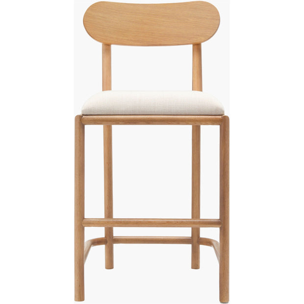 Surya Keating Modern Wheat Oak Barstool With Cushioned Seat