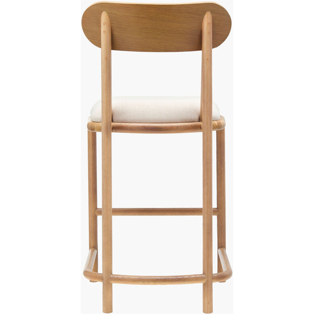 Surya Keating Modern Wheat Oak Counter Stool With Cushioned Seat