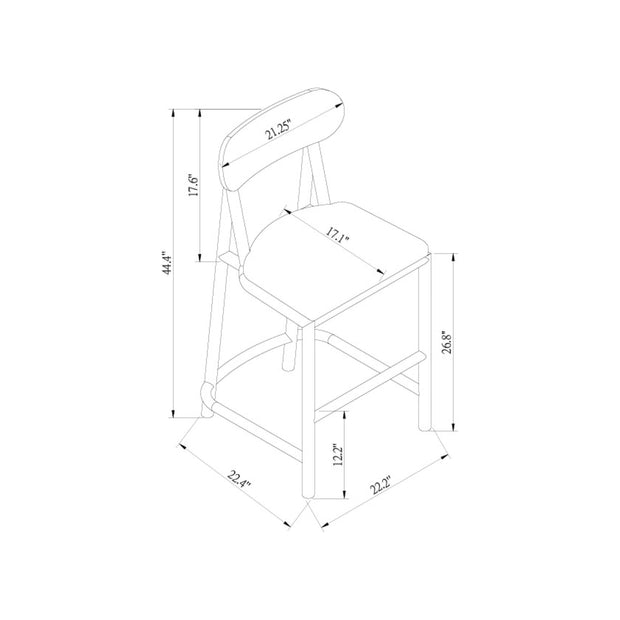 Surya Keating Modern Wheat Oak Barstool With Cushioned Seat